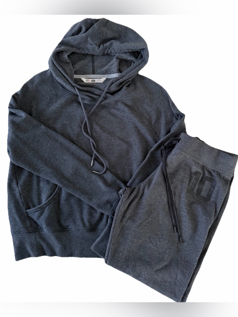 Victoria's Secret VSX Sport Heathered Charcoal Hoodie XS & Joggers SMALL Set